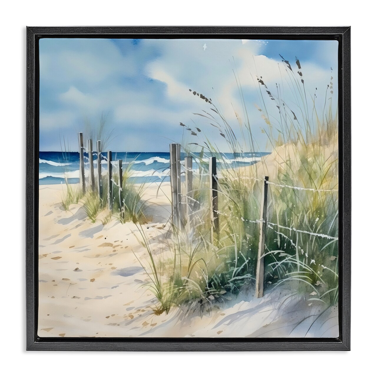 Stupell Industries Breezy Seaside Grasses Black Framed Floater Canvas Wall Art, design by LSR Design Studio